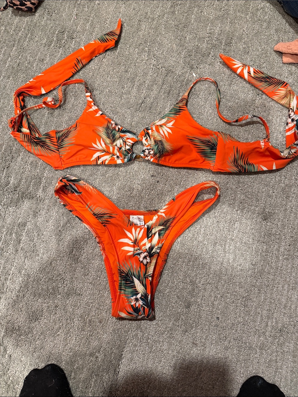 Seafolly Orange Tropical Print Bikini Set us size 4